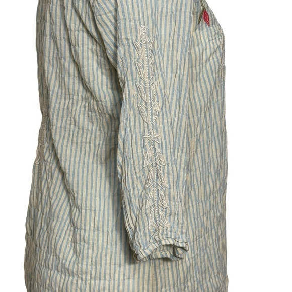 Johnny Was 3J workshop blouse tunic striped embroidered size XS - Picture 3 of 8